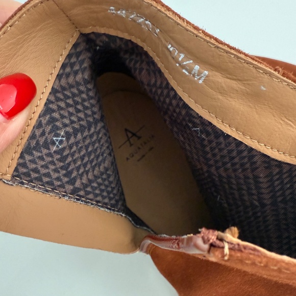 Aquatalia Roxana Bootie Rust Brown Ginger Suede Heeled Boot - Picture 4 of 7